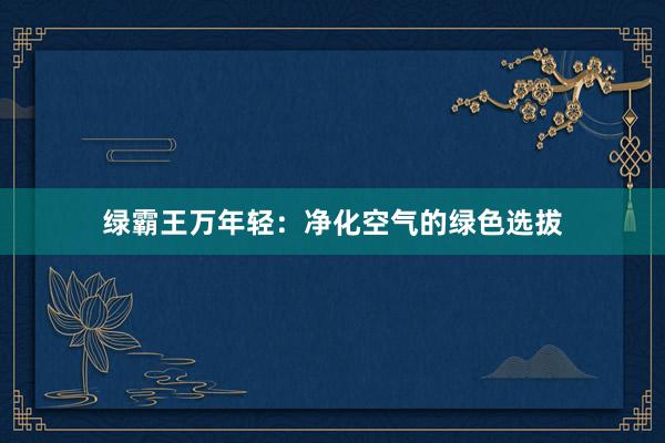 绿霸王万年轻：净化空气的绿色选拔